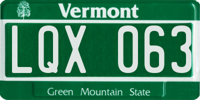 VT license plate LQX063
