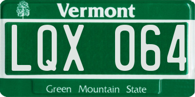 VT license plate LQX064
