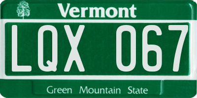 VT license plate LQX067