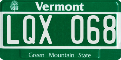 VT license plate LQX068