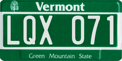 VT license plate LQX071