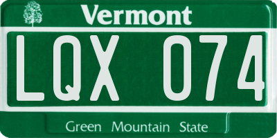VT license plate LQX074