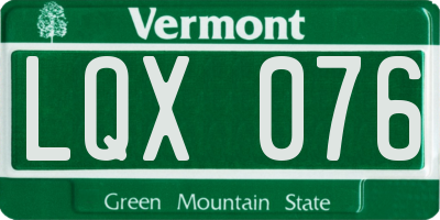 VT license plate LQX076