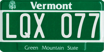 VT license plate LQX077