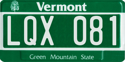 VT license plate LQX081