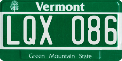 VT license plate LQX086