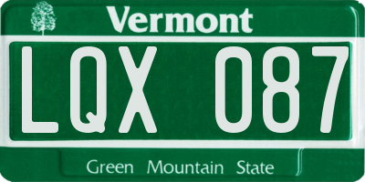 VT license plate LQX087