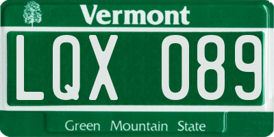 VT license plate LQX089