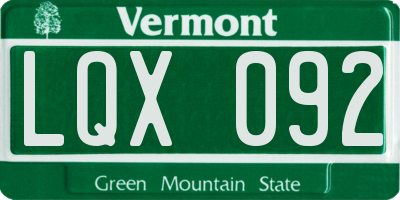 VT license plate LQX092