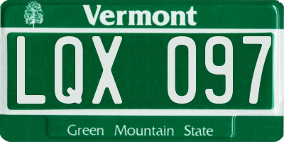 VT license plate LQX097