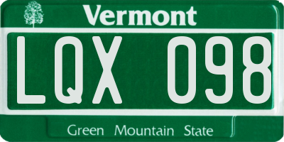 VT license plate LQX098