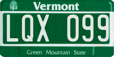 VT license plate LQX099