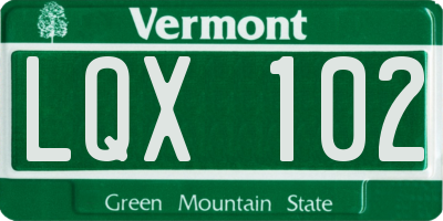 VT license plate LQX102