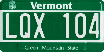 VT license plate LQX104