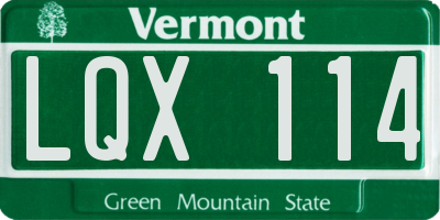 VT license plate LQX114