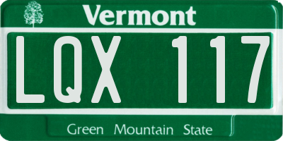 VT license plate LQX117