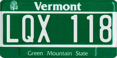 VT license plate LQX118