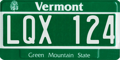 VT license plate LQX124