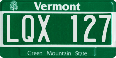VT license plate LQX127