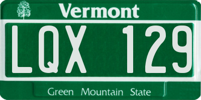 VT license plate LQX129