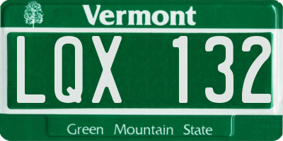 VT license plate LQX132