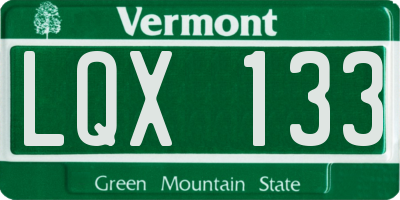 VT license plate LQX133