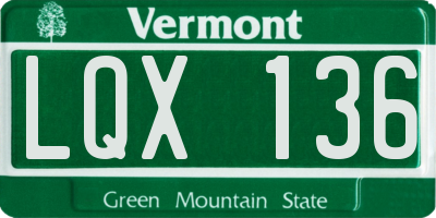 VT license plate LQX136