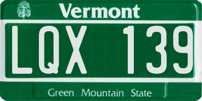 VT license plate LQX139