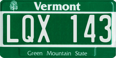 VT license plate LQX143