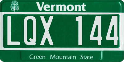 VT license plate LQX144