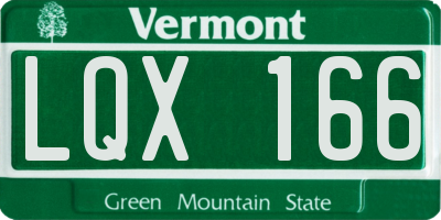 VT license plate LQX166