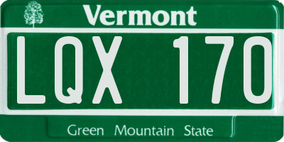 VT license plate LQX170