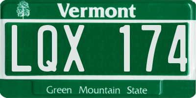 VT license plate LQX174