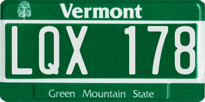 VT license plate LQX178