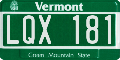 VT license plate LQX181
