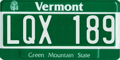 VT license plate LQX189