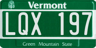 VT license plate LQX197