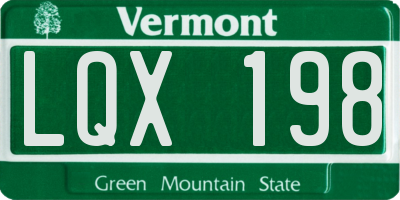 VT license plate LQX198