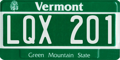 VT license plate LQX201
