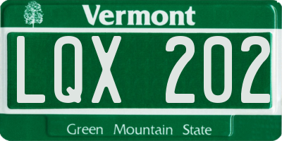 VT license plate LQX202