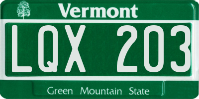 VT license plate LQX203