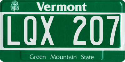 VT license plate LQX207