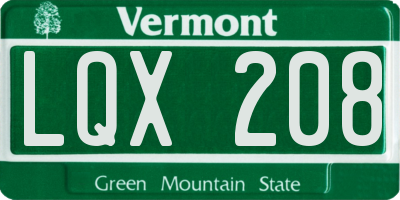 VT license plate LQX208