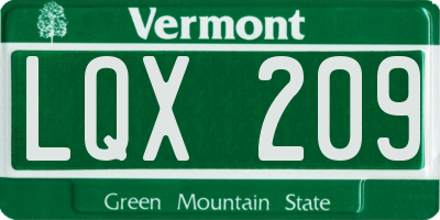 VT license plate LQX209