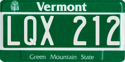 VT license plate LQX212