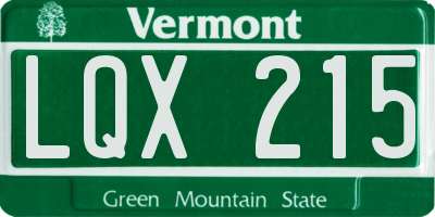 VT license plate LQX215