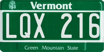 VT license plate LQX216