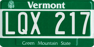 VT license plate LQX217