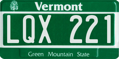 VT license plate LQX221