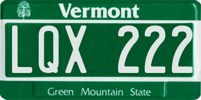 VT license plate LQX222